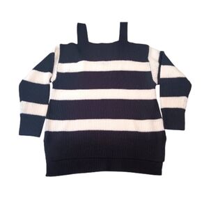 Fashion to Figure Black and White Off-the-Shoulder Sweater